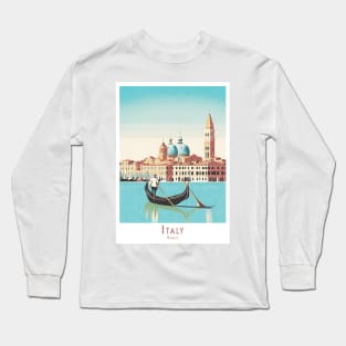 Vintage Retro Venetian Gondola Grace Long Sleeve T-Shirt